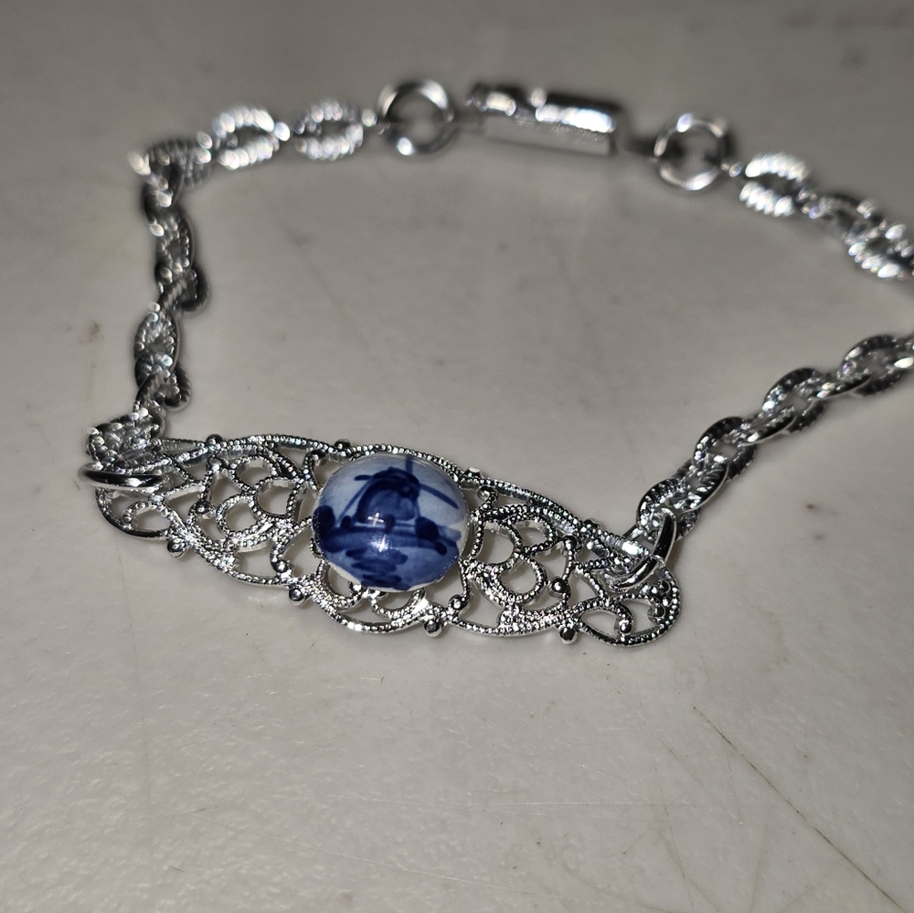 Silver Tone Bracelet From Holland with Windmill Lot 5